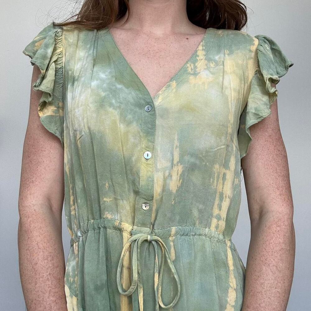 Aakaa green tie dye ruffle fairy dress - Picture 4 of 8